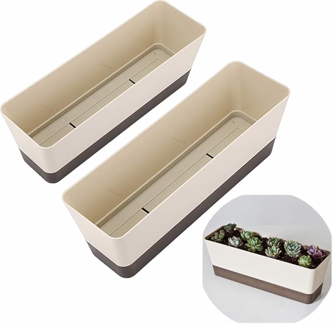 Skelang 2 Pcs Rectangular Plant Pot, Window Planter Box by Skelang