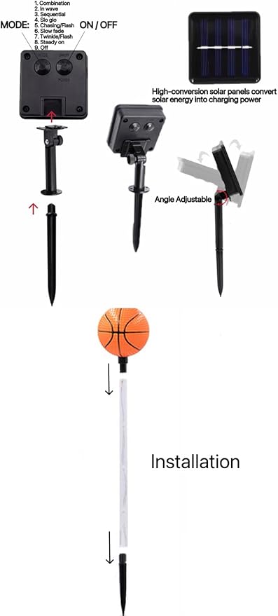 Solar Lights Outdoor, Basketball Theme LED Stake Light - Image 4