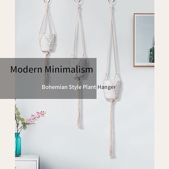 6 Pack Macrame Plant Hanger, Indoor Hanging Plants Holder, 3 Sizes 39"/31"/23" - Image 2