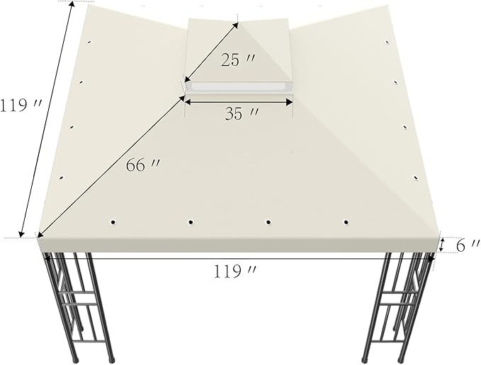 Sumfaller 10x10 FT Gazebo Replacement Canopy Top Cover Double Tiered Canopy Top - Image 6