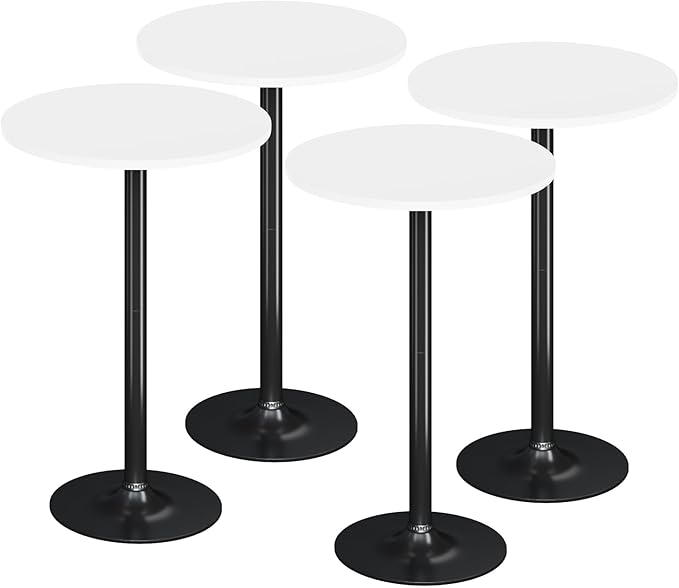 Flamaker Round Bistro Pub Table Modern Style Metal Base MDF Top Cocktail Bar by Flamaker