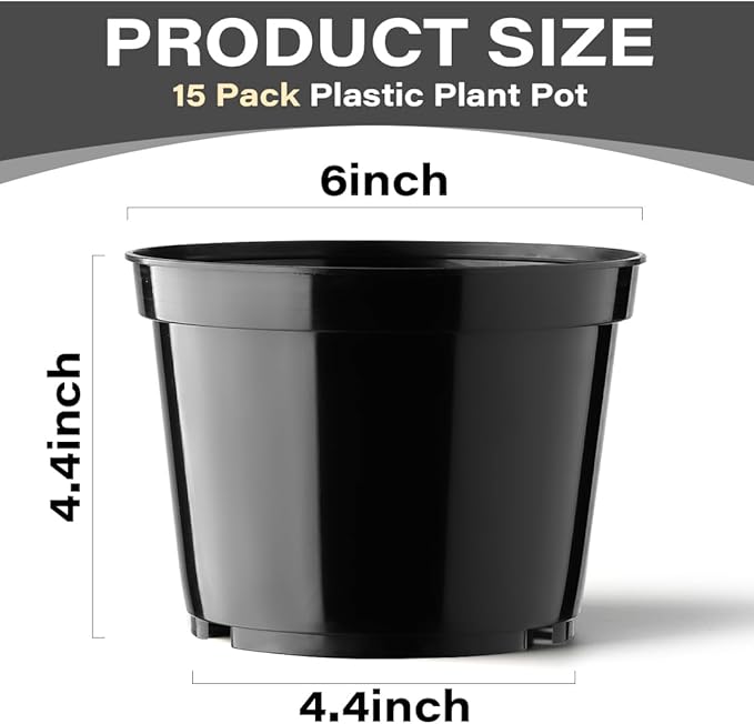 BTPLASTIK 15 Pack 6 Inch Plastic Plant Pots - Image 2
