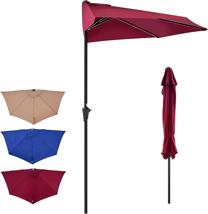 OLIXIS Half 9Ft Umbrella Outdoor Patio, Scalloped Patio Umbrella - Image 8