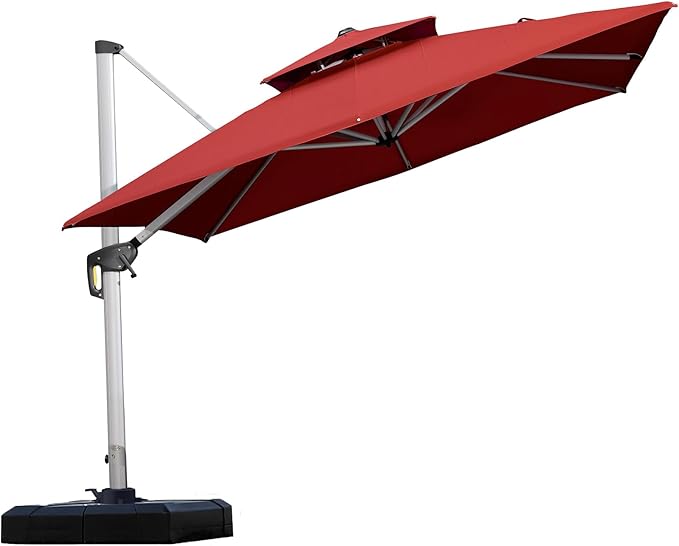 PURPLE LEAF 9ft Patio Umbrella Outdoor Square Umbrella Large Cantilever by PURPLELEAF