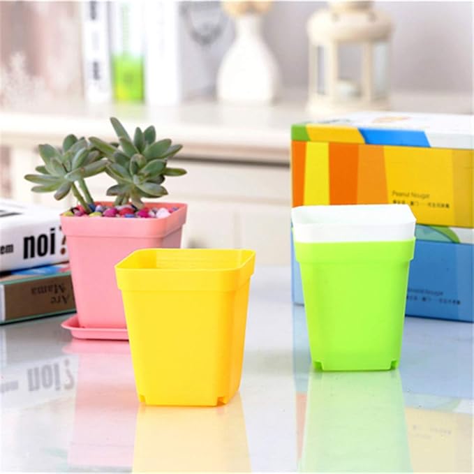 24 Pack 3inch Multi Color Square Plastic Plant Pots, Seedling Nursery - Image 3