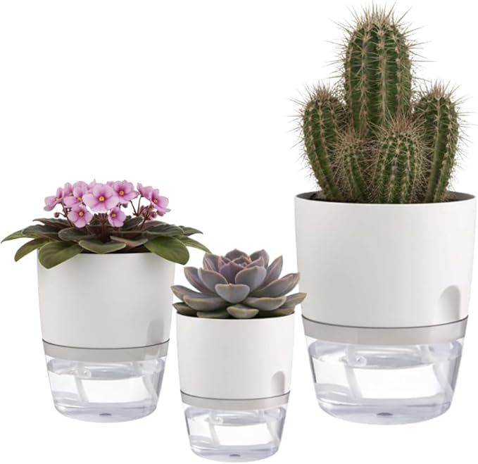 6/4/3Inch Self Watering Planter Pots 3 Pack Plant Pot by Thorkok
