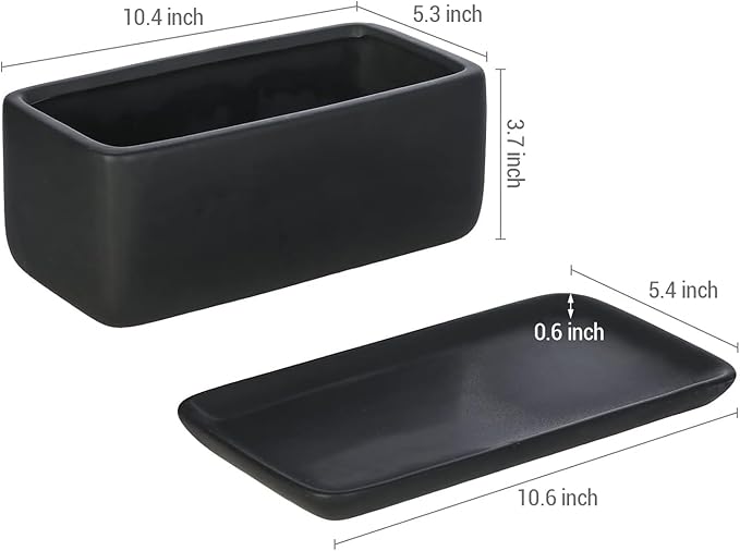 MyGift 10 Inch Matte Black Ceramic Indoor Plant Pot Succulent Planter, - Image 5