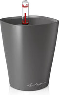 Lechuza MINI-DELTINI Charcoal Metallic, Self-Watering Small Indoor Planter by LECHUZA