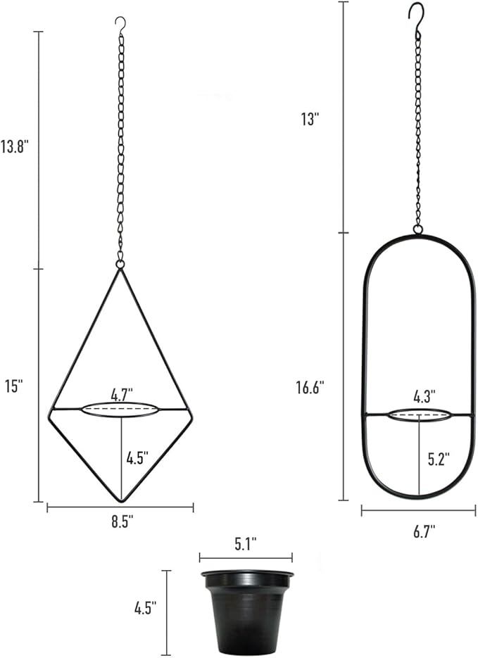 Modern Hanging Planters for Indoor Plants, Metal Plant Hanger - Image 4