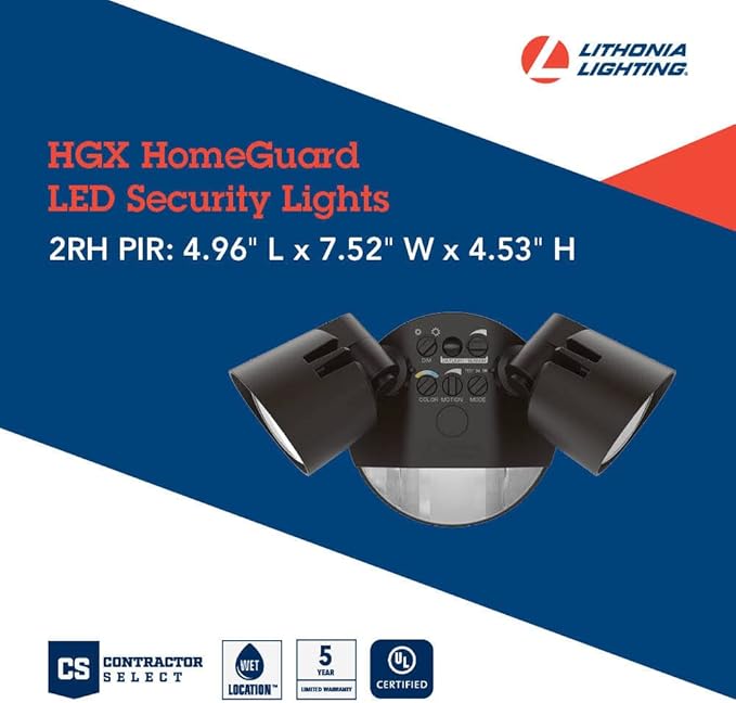 Lithonia Lighting HomeGuard 2-Light LED Outdoor Flood Lights, Motion Sensor - Image 4