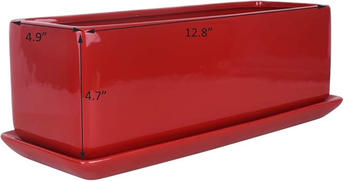 Vencer 12 Inch Rectangular Modern Minimalist Ceramic Succulent Planter Pot - Image 5