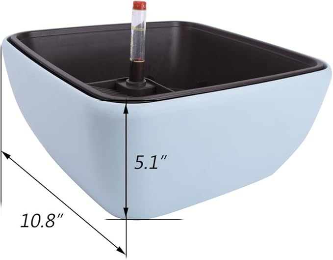 Vencer 10.8 Inch Plastic Square Self Watering Planter, Water Indicator - Image 2