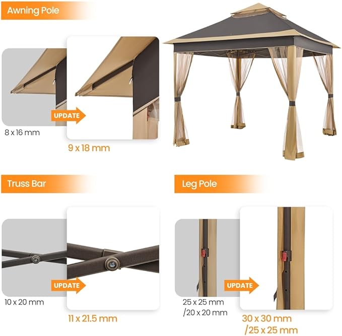 Yaheetech 11x11 Pop Up Gazebo Outdoor Canopy Shelter, Instant Patio Gazebo Sun - Image 6