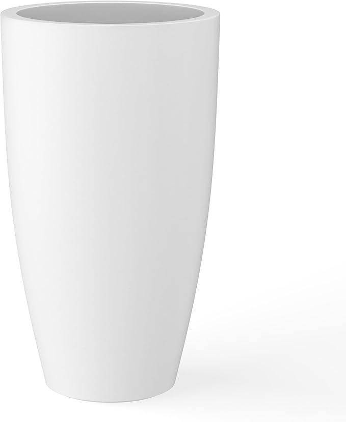 Kante 23.6" H Pure White Finish Concrete Tall Planters Large Outdoor Indoor by Kante