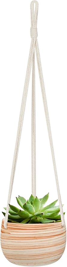 Mkono Ceramic Hanging Planter Macrame Plant Holder 5 Inch Cute Succulent Cactus by Mkono