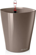 Lechuza DELTINI Shiny Taupe High Gloss, Self-Watering Small Indoor Planter by LECHUZA