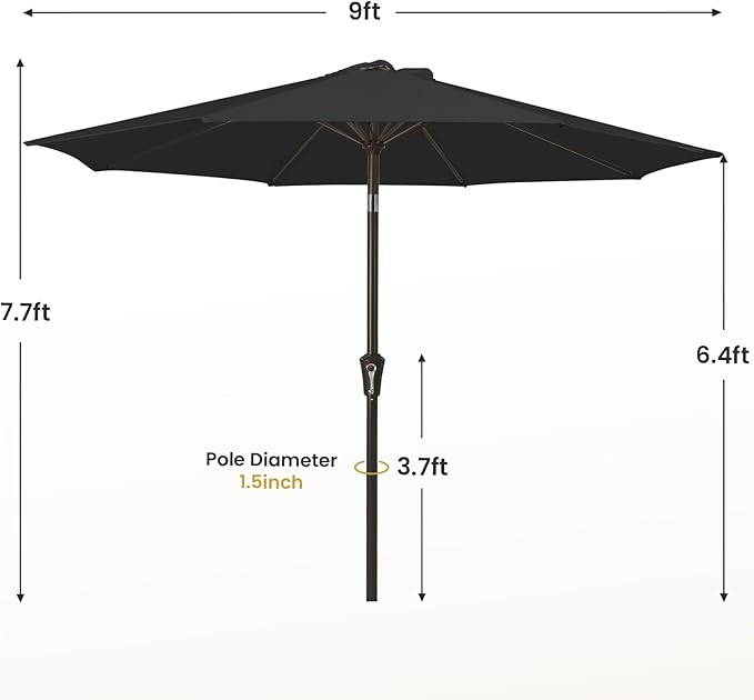 MEWAY 9ft Patio Umbrella Outdoor Table Umbrellas - Image 7