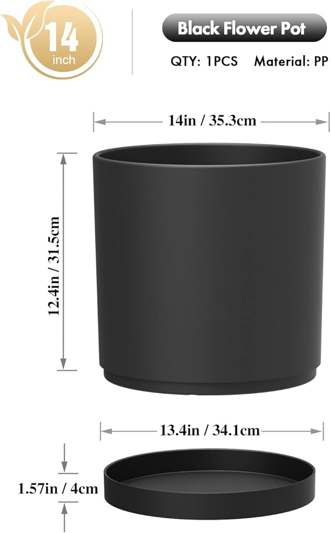 14 Inch Heavy-Duty Cylinder Deep Planter - Image 2