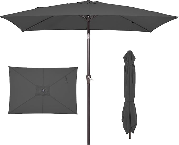 JEAREY 6.5x10 ft Rectangular Patio Umbrellas Rectangle Outdoor Umbrella by JEAREYOutdoorsCollection