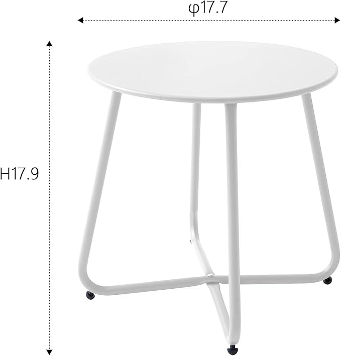 Patio Outdoor Side Table Waterproof Round Metal Steel Small Side Table Weather - Image 3