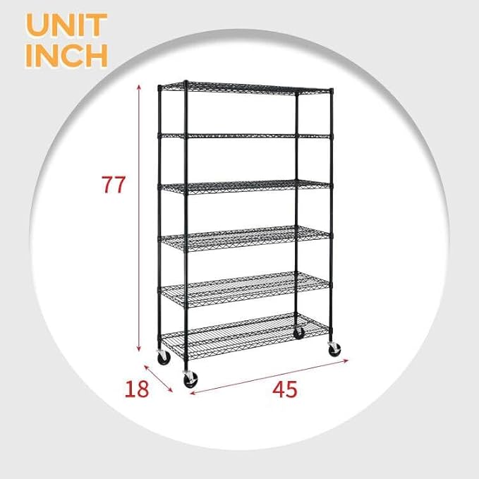 BestOffice Storage Shelves 6 Tier Metal Shelves Adjustable Heavy Duty Garage - Image 3
