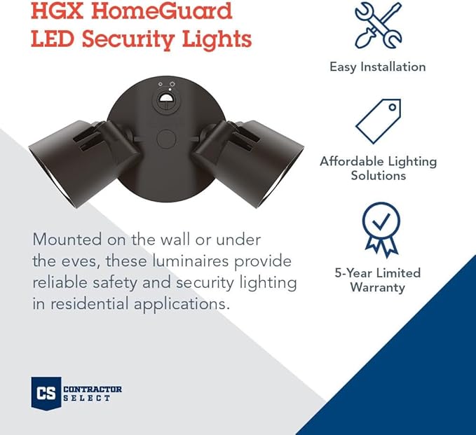 Lithonia Lighting HomeGuard 2-Light LED Outdoor Flood Lights, Outdoor LED Lights - Image 2