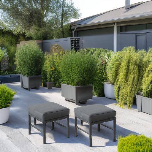 2 Pieces Outdoor Ottomans for Patio, No-Assembly Aluminum Outdoor Patio - Image 5