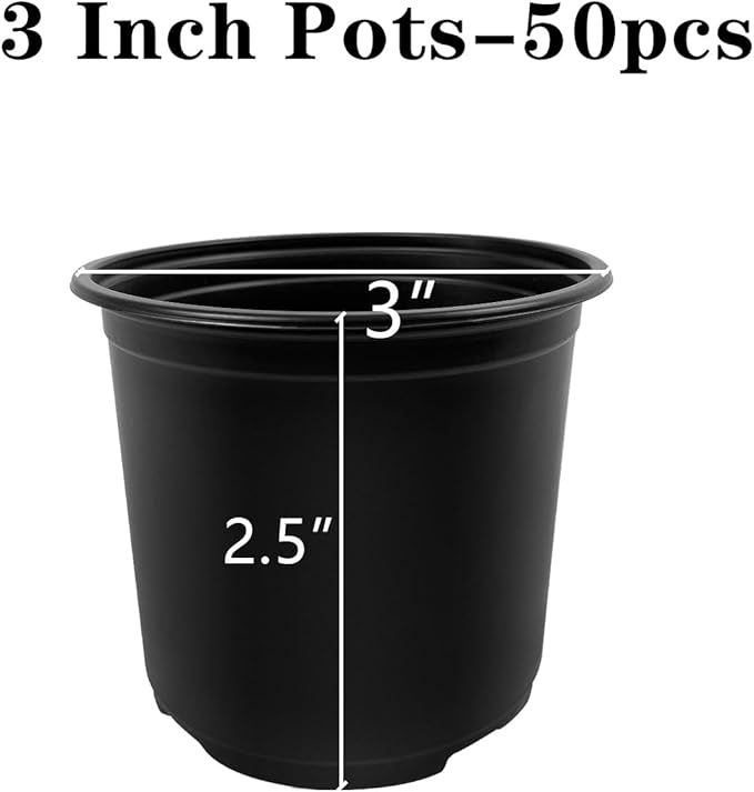 RAOOKIF 50 Pack Nursery Pots, 3 Inch Nursery Pot - Image 2