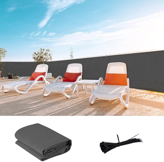 LOVE STORY Custom Size 3.3'x13' Dark Grey Balcony Privacy Screen, UV Block by LOVESTORY