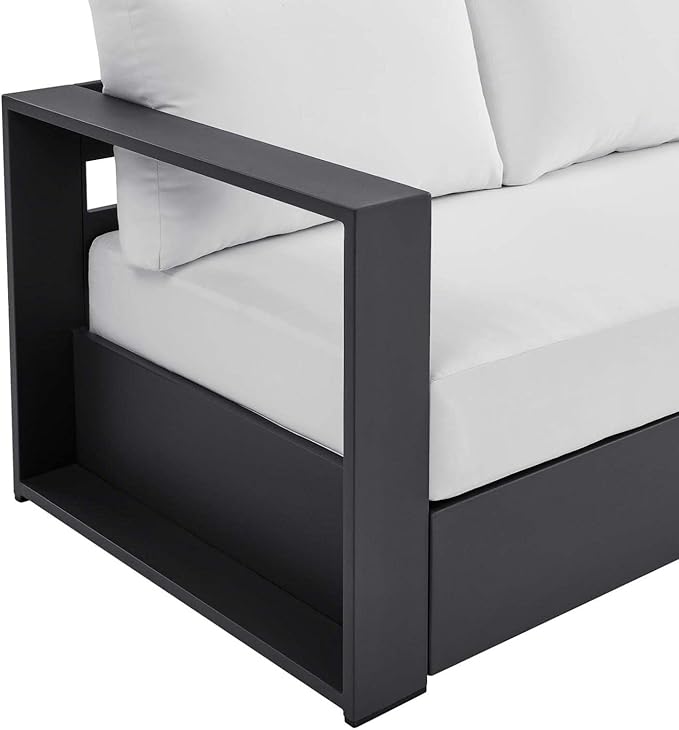 Modway Tahoe Aluminum Outdoor Patio Sofa in Gray White - Image 7