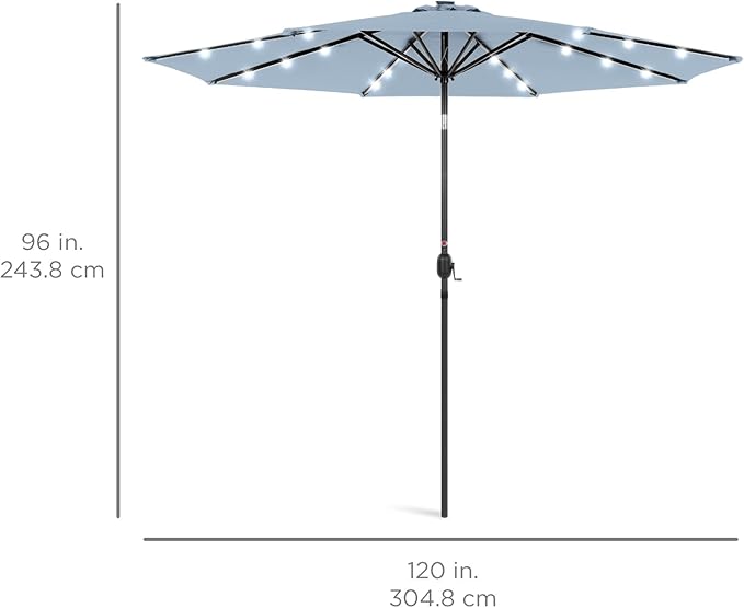 Best Choice Products 10ft Solar Polyester LED Lighted Patio Umbrella w/Tilt - Image 7