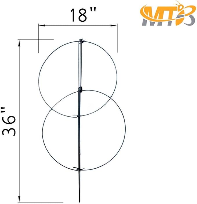 MTB Supply 5 Pack 36" x 18" Peony Double Ring Plant Support, Plant Support - Image 3