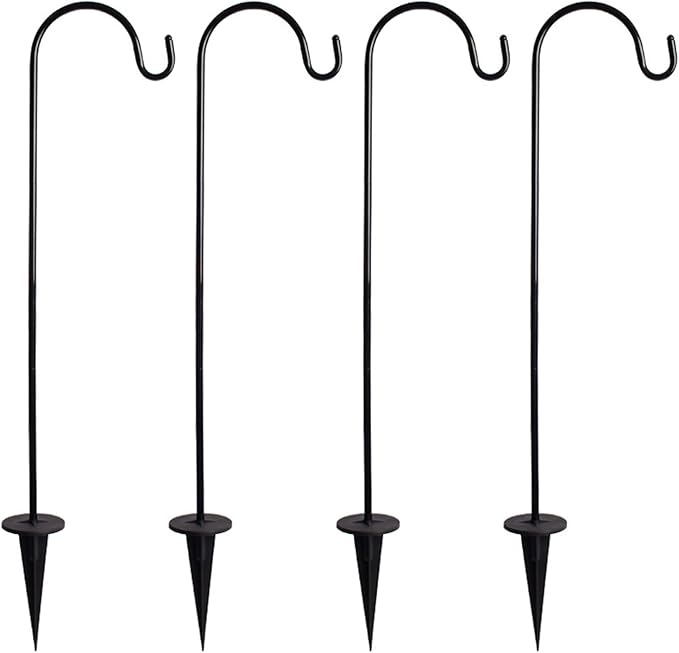 CALIDAKA 4 Pack Multi-Purpose Shepherds Hooks Outdoor Iron Shepherd Hook by CALIDAKA