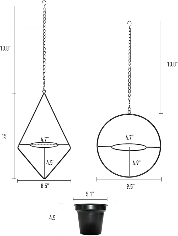 Metal Hanging Planters, Modern Plant Hanger - Image 4