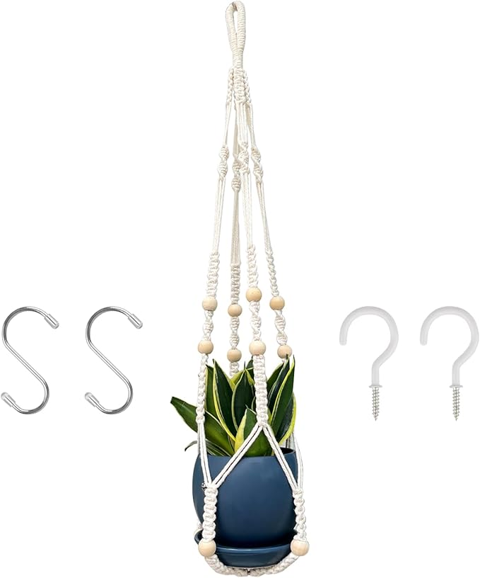 RIFNY Macrame Plant Hanger Indoor, 35 Inch Hanging Plant Holder by RIFNY