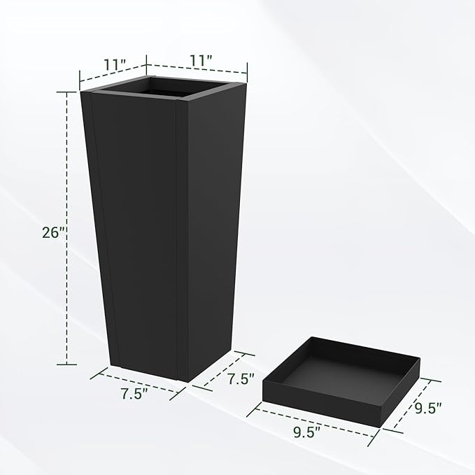 Tall Outdoor Planters Set of 2, 26 inch Tall Planters - Image 2