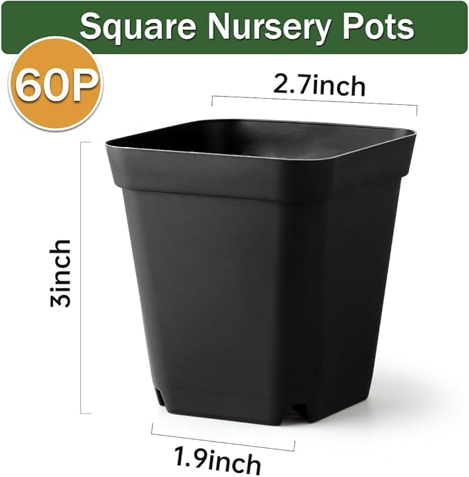 60 Pcs Nursery Pots 2.7 Inch, Plastic Seed Starting Pot - Image 2