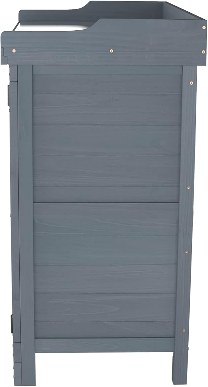 Outdoor Garden Patio Wooden Storage Cabinet Furniture Waterproof Tool Shed - Image 2