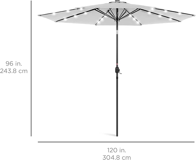 Best Choice Products 10ft Solar Polyester LED Lighted Patio Umbrella w/Tilt - Image 7