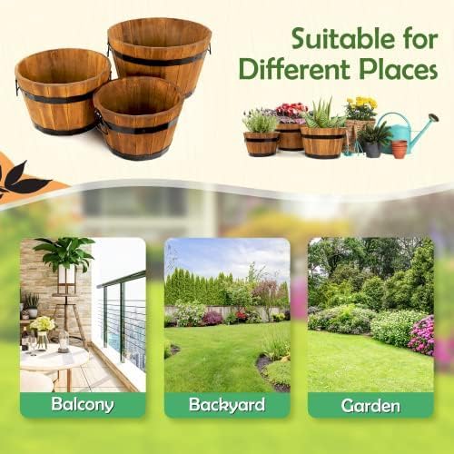 Idzo Set of 3 Wooden Upgraded Brown Orange Flower Boxes Outdoor, Durable Acacia - Image 6