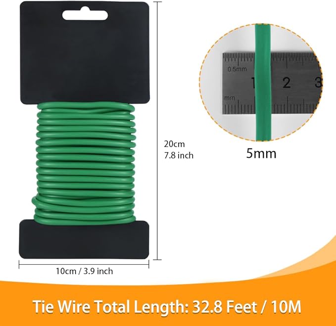 Tenn Well Green Plant Ties, 32 Feet 5mm Soft Garden Wire Ties - Image 7