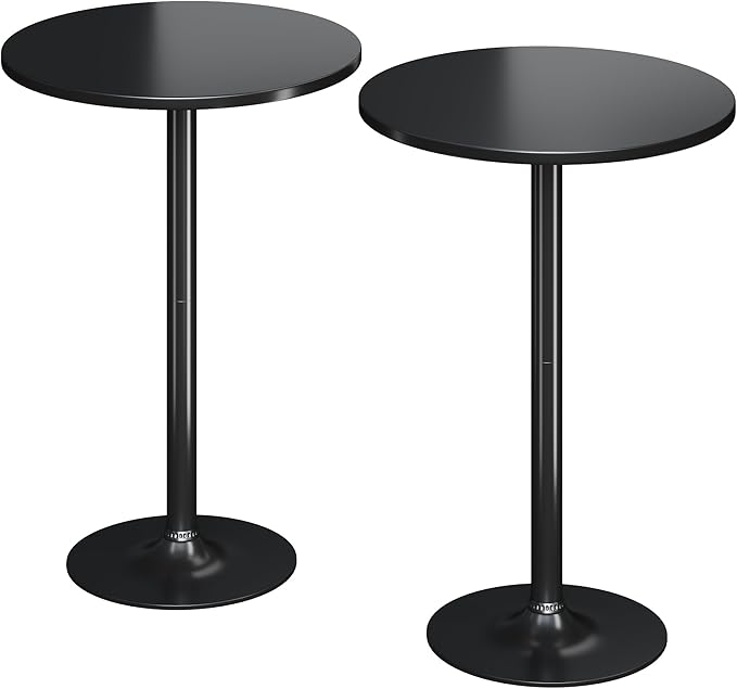 Flamaker Round Bistro Pub Table Modern Style Metal Base MDF Top Cocktail Bar by Flamaker