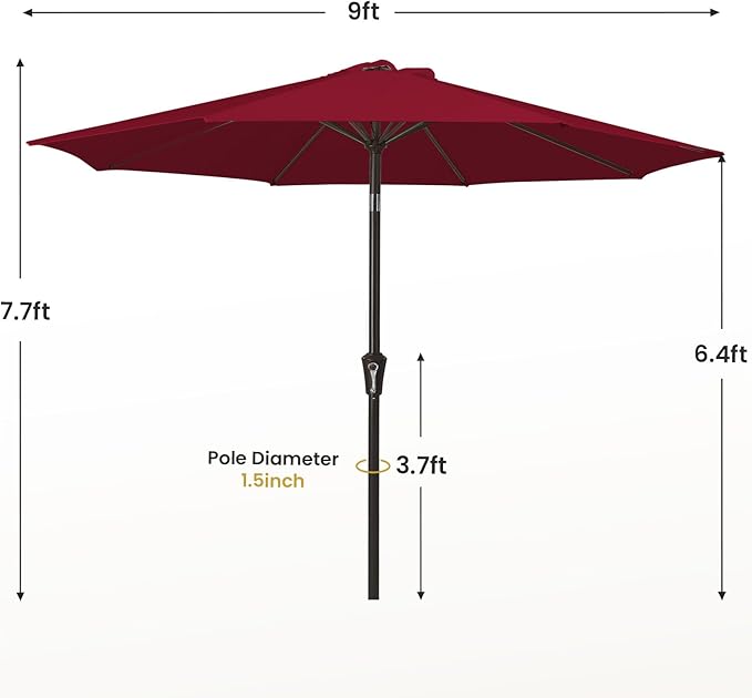 MEWAY 9ft Patio Umbrella Outdoor Table Umbrellas - Image 7