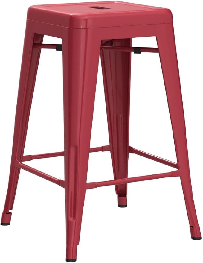FDW Metal Bar Stools Set of 4 Counter Height Bar Stools 24 Inches Industrial - Image 5