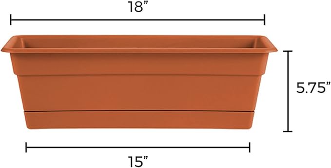 Bloem Dura Cotta 18" Terra Cotta Resin Rectangle Window Box Planter - Image 3