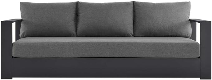 Modway Tahoe Aluminum Outdoor Patio Sofa in Gray Charcoal - Image 2