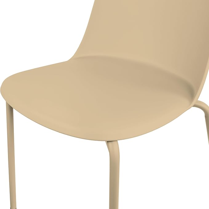 2xhome Set of 2 Modern Stackable Armless Dining Chairs | Plastic Shell Seat - Image 8