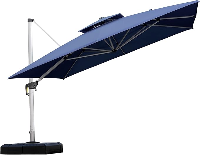 PURPLE LEAF 11 Feet Double Top Deluxe Square Patio Umbrella Offset Hanging by PURPLELEAF