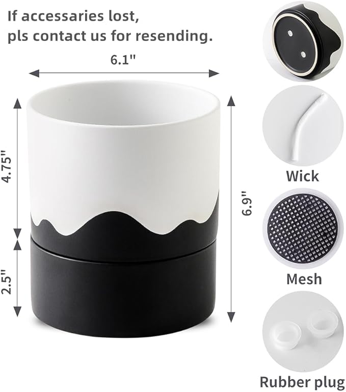 Nihow Self Watering Plant Pot: 6 Inch Ceramic Planter - Image 2