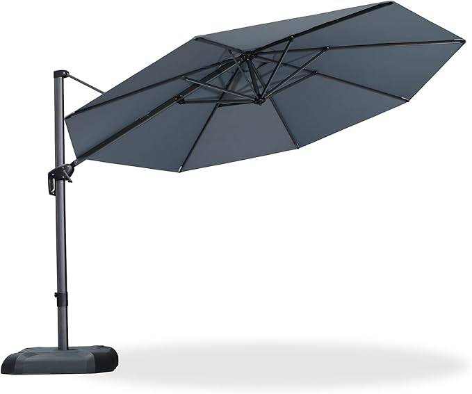 PURPLE LEAF 11 Feet Patio Umbrella Outdoor Cantilever Round Umbrella Aluminum - Image 2